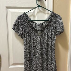 Lucky Brand Black and White Floral Blouse